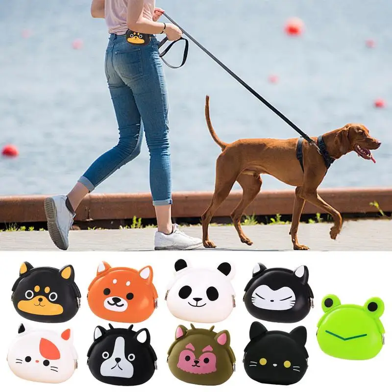 Pet Treats Bag Silicone Pet Walking Treats Container Waist Bag Waterproof Dog Training Treats Bag for Pet Training Walking