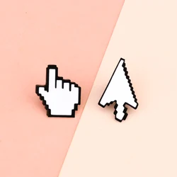 Classic Cursor Pixel Arrow Gesture smalto Pins White Computer Window Mouse Pointer badge spilla IT Worker Punk Jewelry Pin Gift