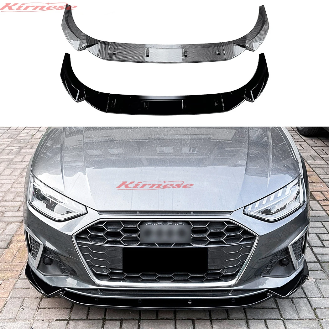 3PCS ABS Front Bumper Lip Side Skirts Door Aprons Rear Diffuser Rear Lip Splitters Body Kit For A4 S4 B9.5 Sline 2020 2021 2022