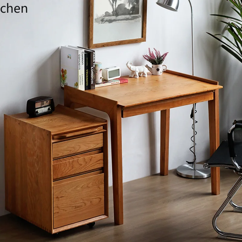Nordic Cherry Wood All Solid Wood Desk One-word Board Writing Desk Computer Desk Simple Workbench
