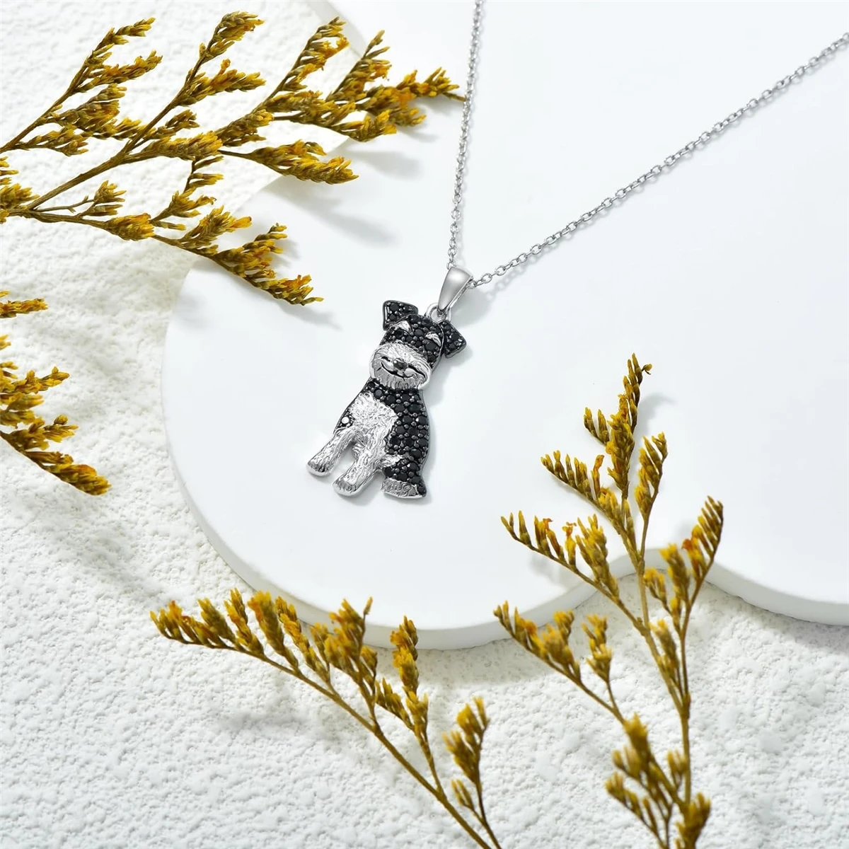 Creative Cute Schnauzer Pendant Necklace for Women Exquisite Pet Puppy Memorial Jewelry Accessories Dog Lovers Holiday Gifts