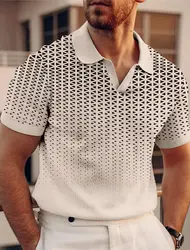 2025 Men's Geometric Golf Shirt Short Sleeved Polo Shirts Collared Shirts Business Casual Vacation Wear Formal 3D Prints Tops