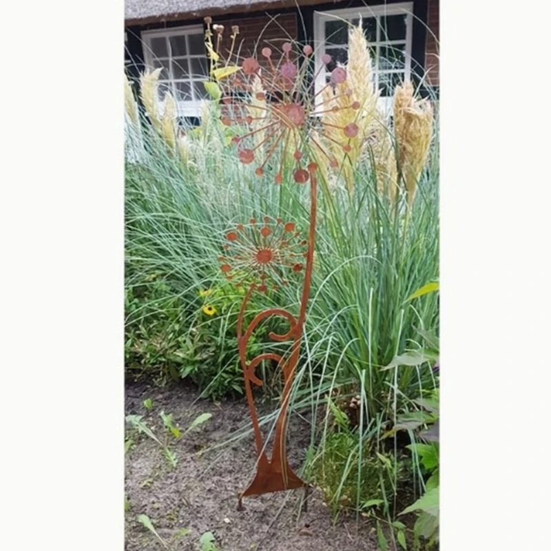 

Iron Art Dandelions Ground Stake For Garden Decoration Outdoor Yard Landscape