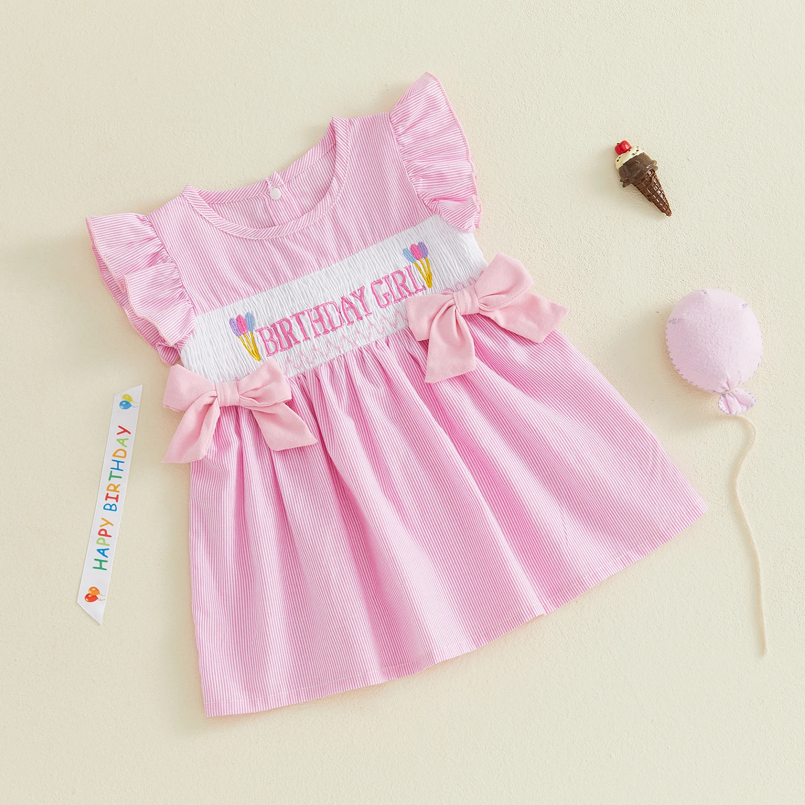 Toddler Baby Girl Birthday Outfit Birthday Girl Dress Ruffle Sleeveless Dresses Summer Infant Girl Outfits Clothes