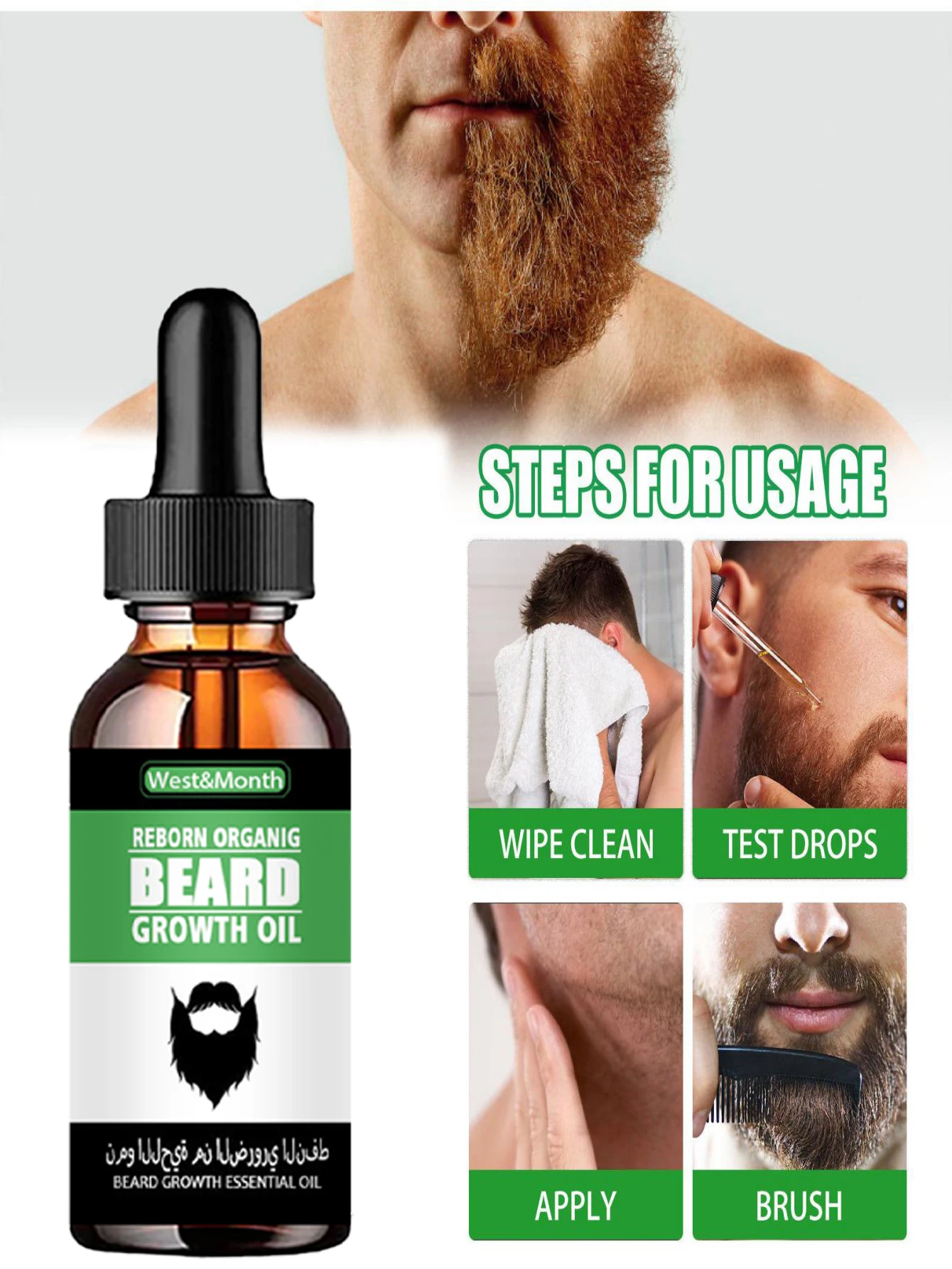 Men Beard Growth Roller Set Beard Growth Kit Men\'s Beard Growth Essence Nourishing Enhancer Beard Oil Spray Beard Care