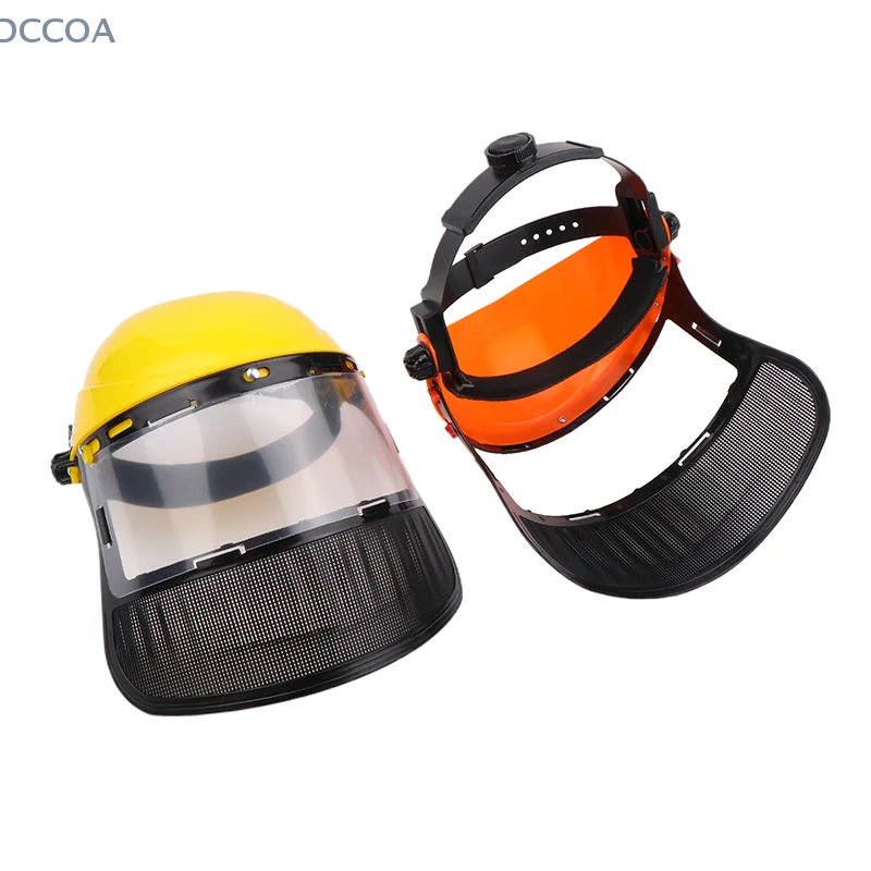 1Pcs Safety Helmet With Full Face Mesh Protective Mask Suitable For Felling Mower Protection Forestry Garden Mower