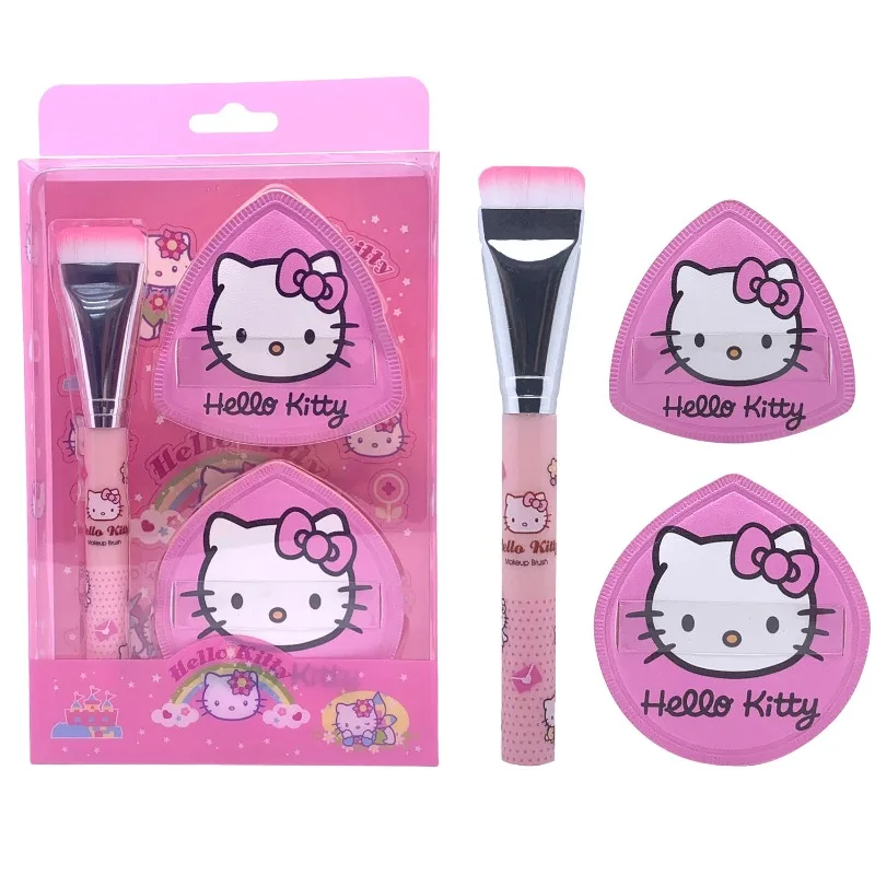 Kawaii Hello Kitty Anime Make-up Kwasten Set Zacht Droog Nat Luchtkussen Bladerdeeg Ultradunne Foundation Brush Dames Cosmetische Schoonheidstool