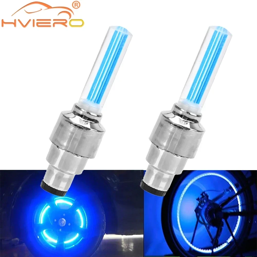 2PCS Atmosphere Welcome Light Hub Lamp Auto Car Wheel Moto Bike Tire Valve Decorative Cap Flash Spoke Motorcar Accessories Neon