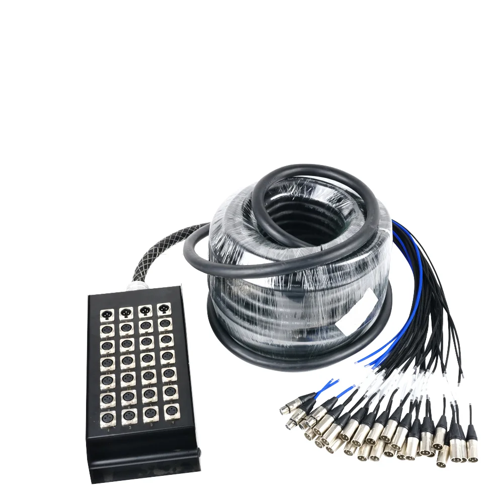 Cable PVC Braid 28 Channels 30m Multicore XLR Multipair Audio Stage Box for Live Sound PA System Recording Studio