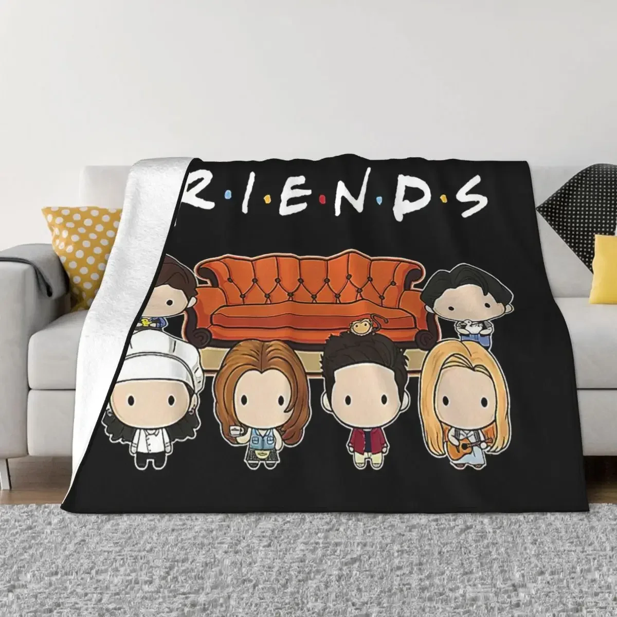 

Friends Cartoon Blanket Flannel Textile Decor American TV Show Portable Super Warm Throw Blankets for Sofa Couch Bedding Throws