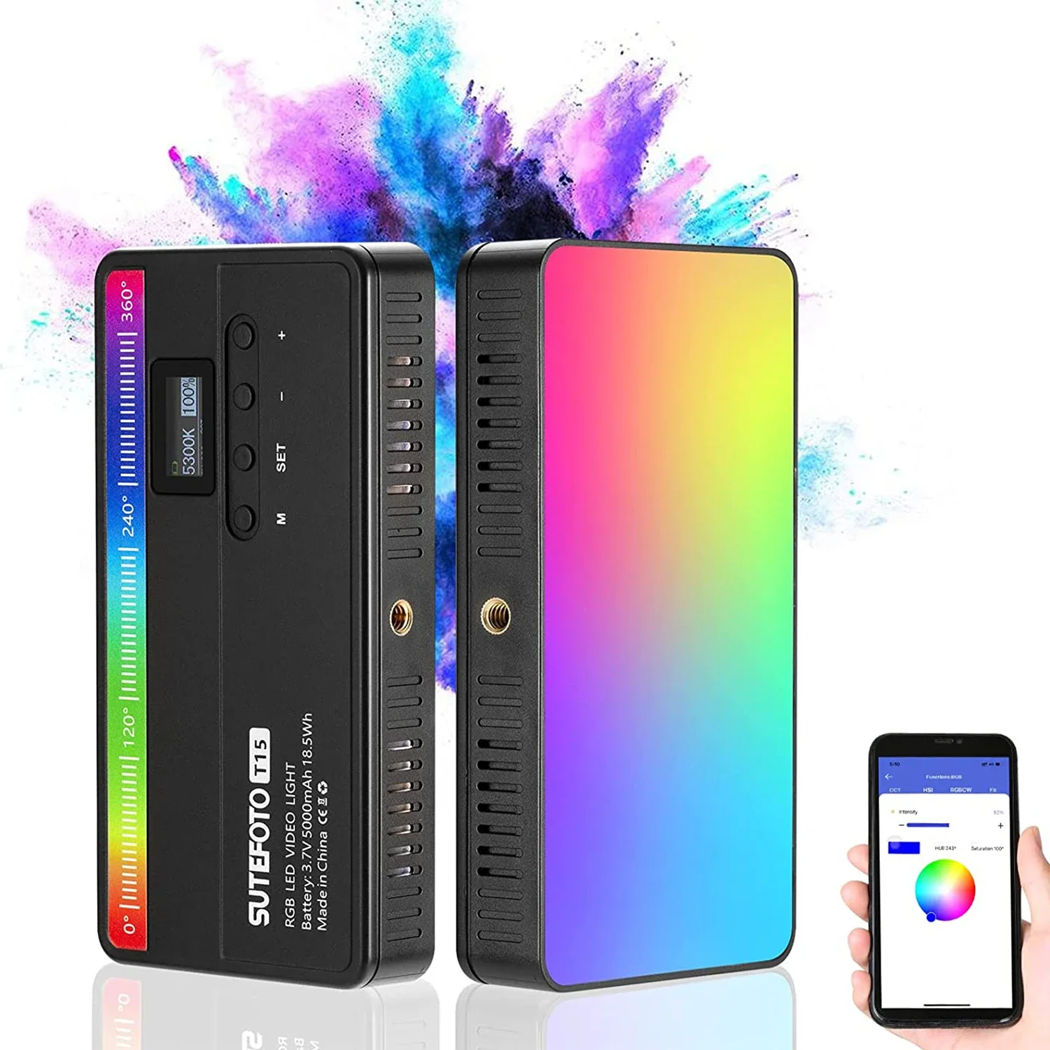 

SUTEFOTO T15/T40C RGB LED Video Panel Light Pocket Fill Light Dimmable 2800-10000K 5000mAh Photography for Live Streaming Light