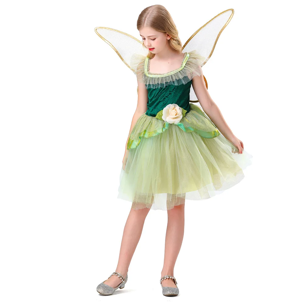Girls Princess Tutu Dress Stage Show Suit Cosplay Anime Forest Flower Fairy Children Dress Wings