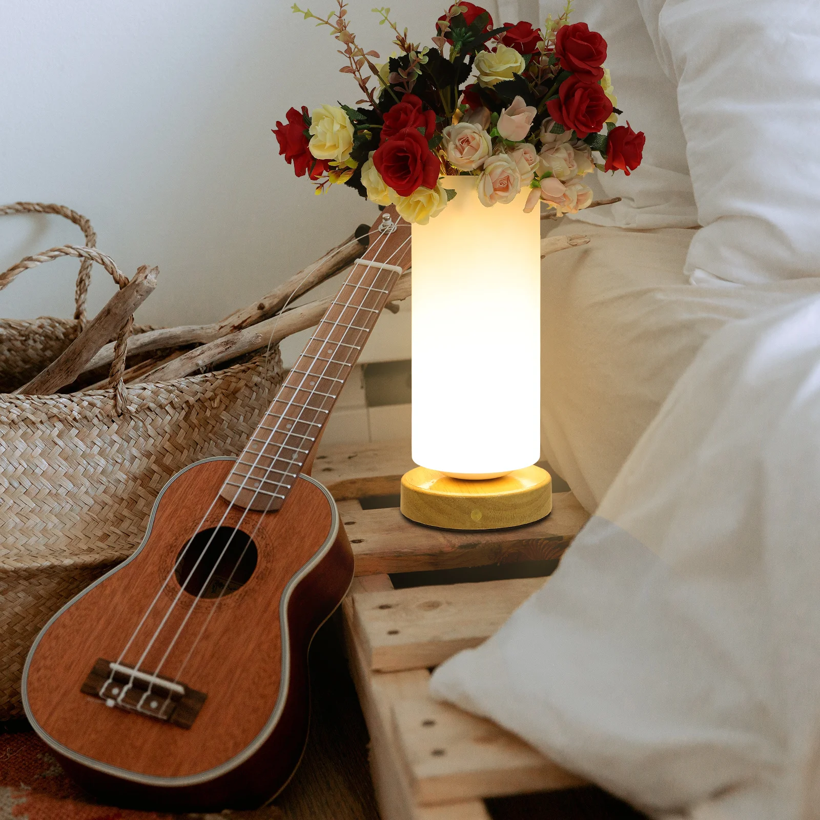 عكس الضوء اللمس الاستشعار منضدة مصباح زجاج زهرة لمبة مكتب للديكور المنزل غرفة المعيشة غرفة نوم مقهى الاستخدام