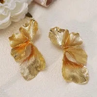 Exaggerate Temperament Irregular Liquid Metal Texture Multi-layer Flower Petal Leaf Leaves Stud Earrings for Women Korea Jewelry - Image 3