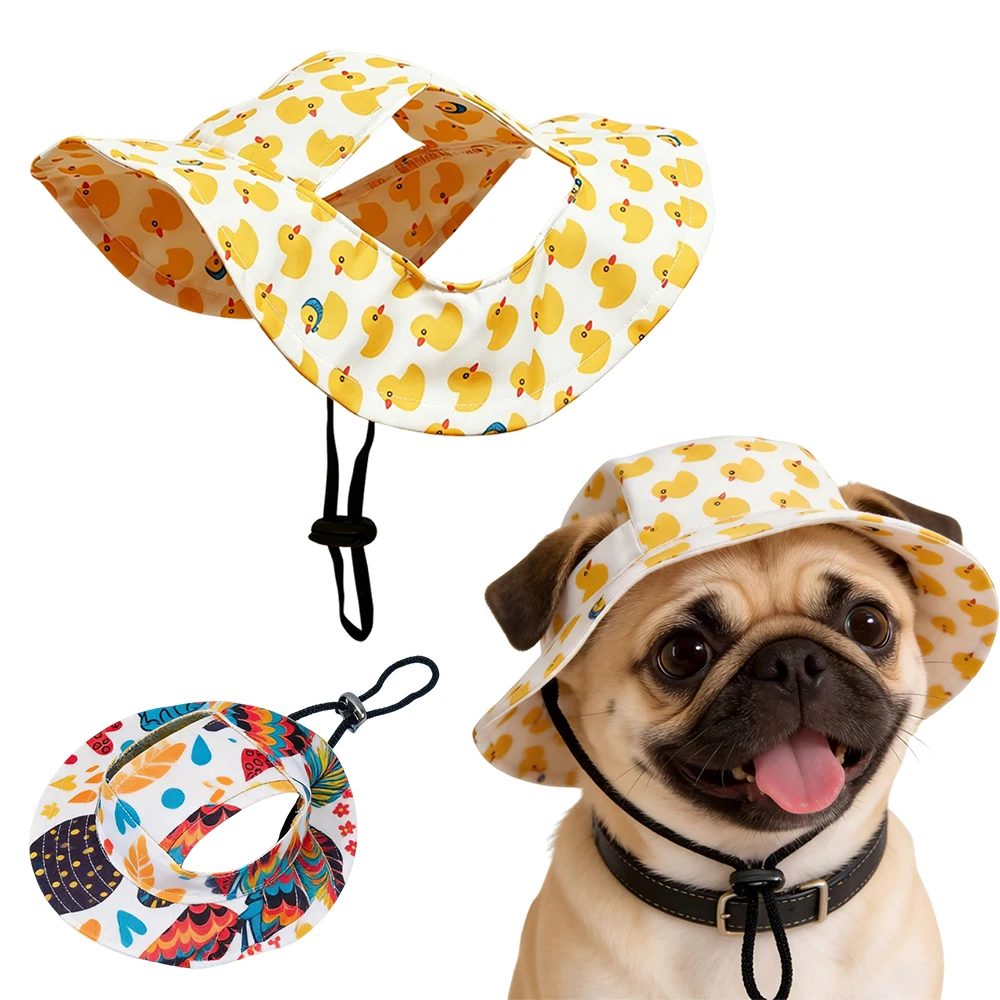 Chapeau pour chien à imprimé mignon pour chiens de petite et moyenne taille, casquette réglable pour animaux de compagnie, chapeaux pour chiots, Pug, Corgi, Dachshund, accessoires pour chiens