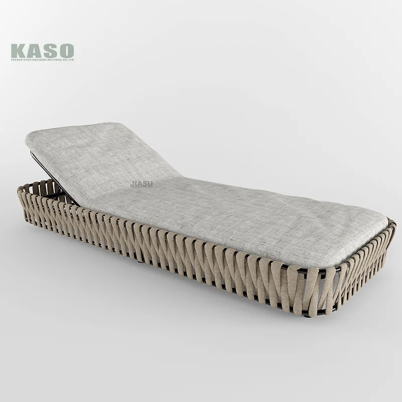 Beach Chair Bed Luxury Chaise Teak Wood Rope Modern Aluminum Sun Lounger Patio Garden Waterproof Rattan Outdoor Lounge Chair