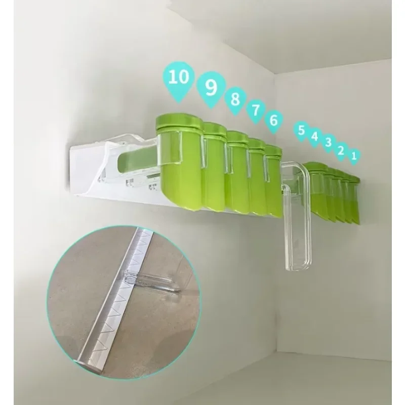 

Wall-Mounted Punch-Free Kitchen Plastic Spice Storage Bag Organizer Rack 10 Holes Seasoning Pack Sealing Clip Accessories