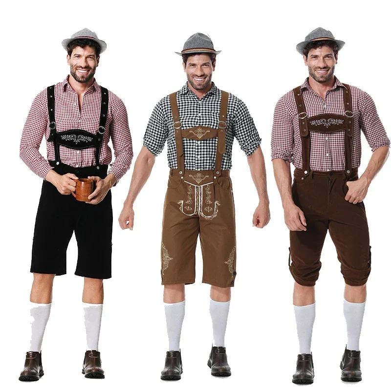 

Oktoberfest Carnival Adult Men Suspenders Plaid Beer Suit