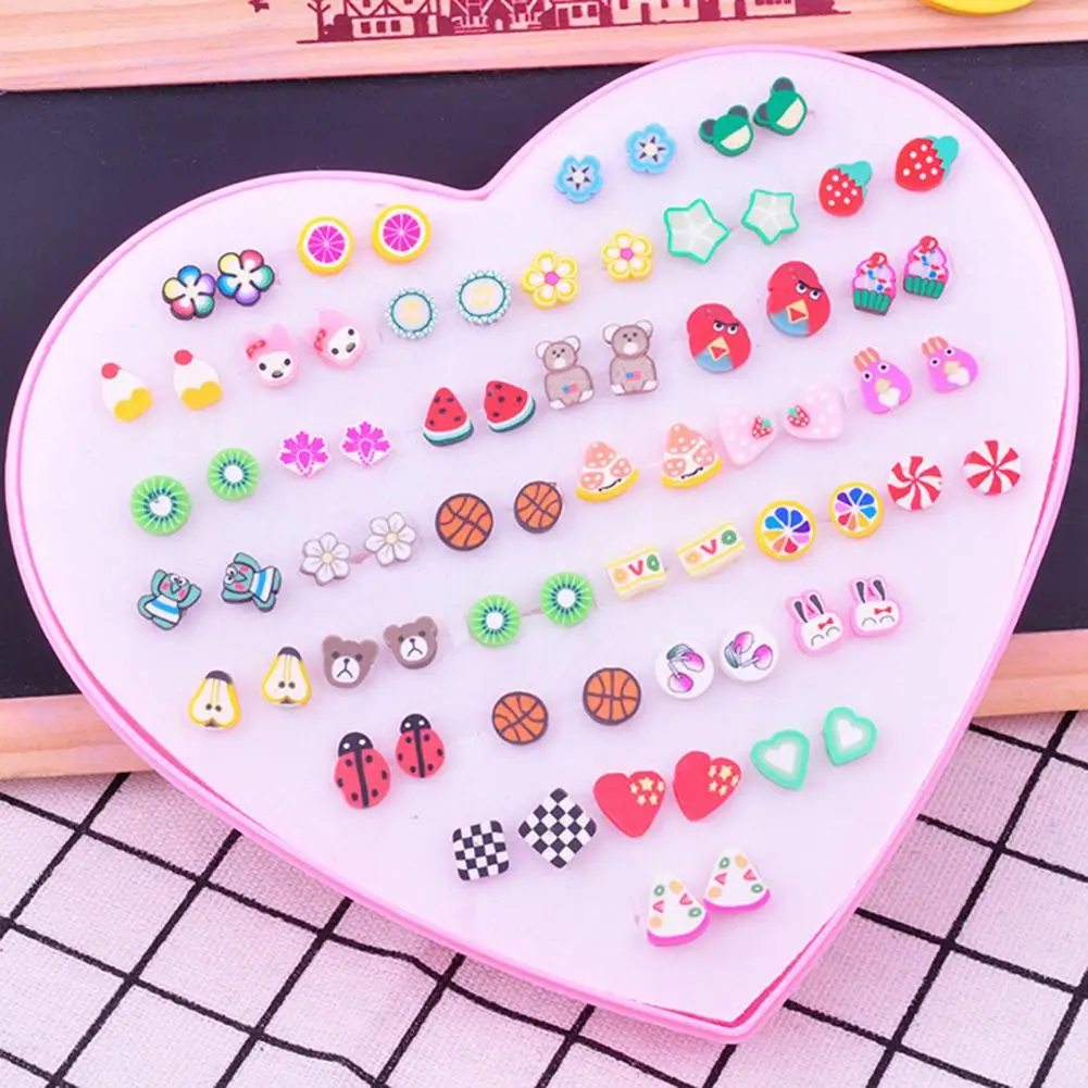 36 Pairs Women Ear Studs Set Shining Multi-Color Lightweight Decorative Stainless Different Shapes Stud Earrings Set Gift 귀걸이 세트