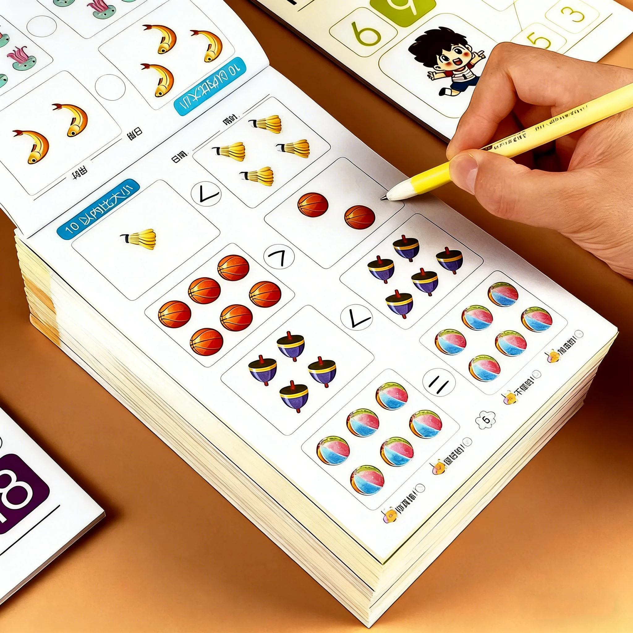 

Preschool Math Workbook, 62 Pages Dot Matrix Tracing Book, Number Comparison Practice Book for Kids, Learning Activity