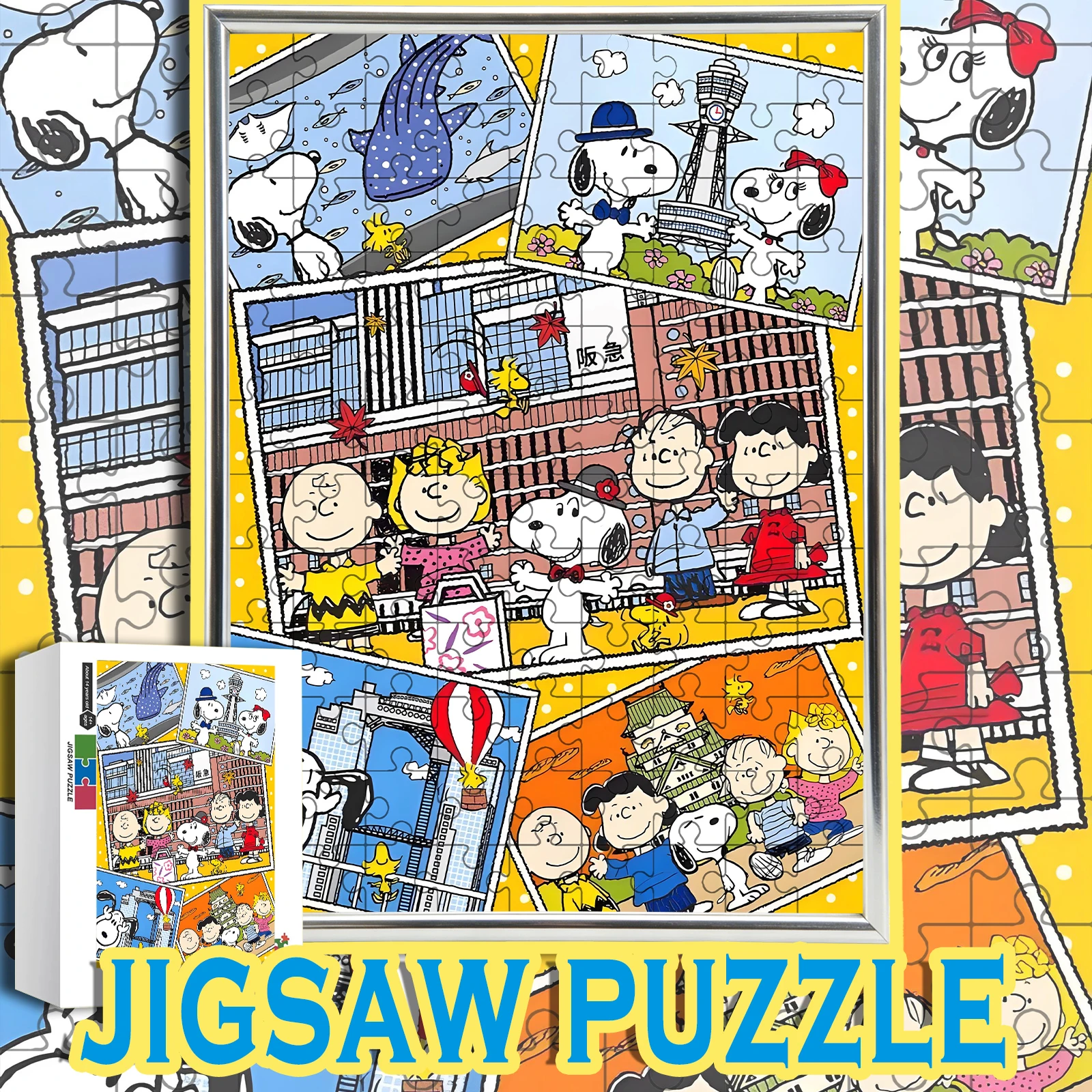 

Snoopy City Travel Polaroid Collage Style Wooden Jigsaw Puzzle 108/200/300/500/1000pcs Color Box