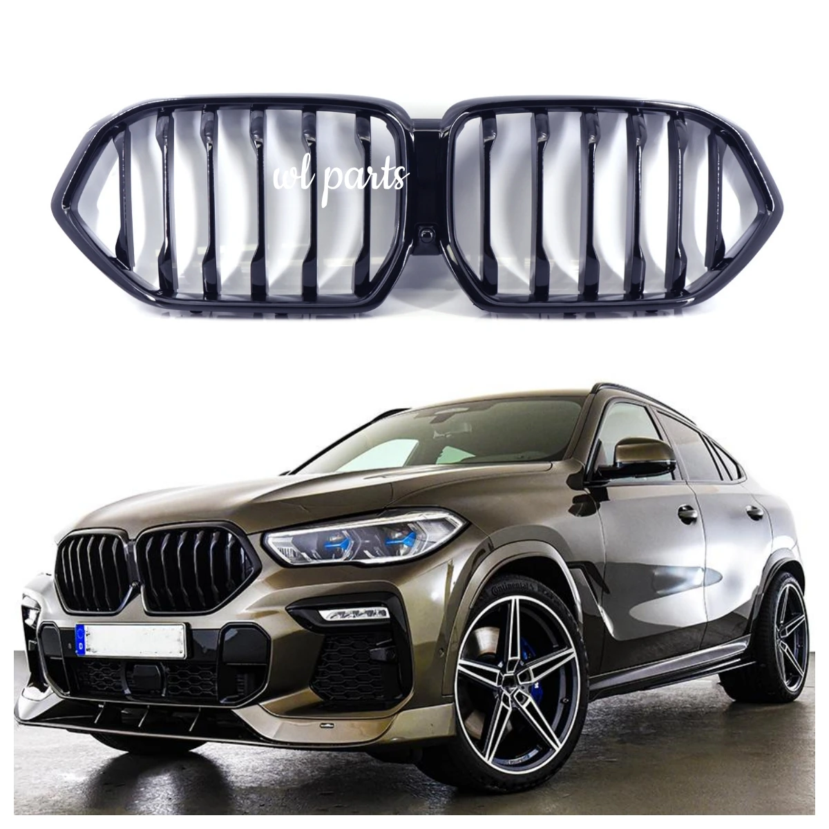 

Одиночная решетка для переднего бампера BMW X6 G06 2020 2021 2022 + чехол для гриля для стайлинга автомобиля ABS глянцевые черные аксессуары