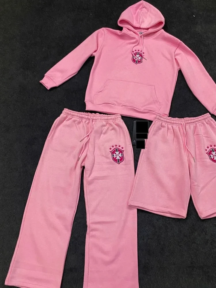 Y2k inverno punk hip-hop na moda bordado padrão casual versátil cordão cintura jogging calças retas casal esporte