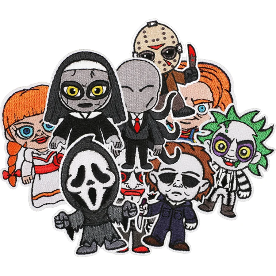 

Нашивка с вышивкой фигурки ужасов на Хэллоуин - персонаж мультфильма, железная нашивка для шляп ведьмы и сумок