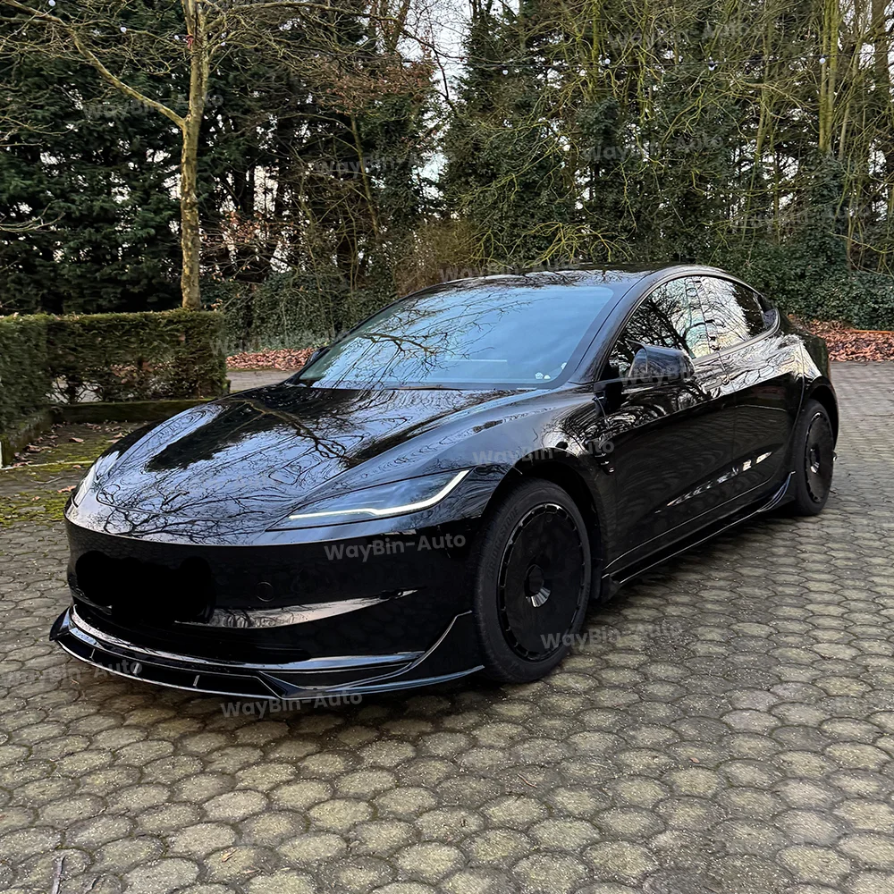 لطراز تسلا 3 هايلاند 2024-2025 طقم الجسم BAKT: شفة ممتصة للصدمات الأمامية الهوائية + مجموعة سبويلر من ألياف الكربون ملحقات الضبط #2