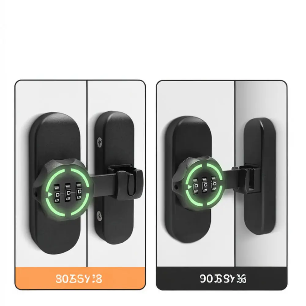 Modern Zinc Alloy Password Door Latch Drill Free Privacy Lock For Sliding Doors Bedroom Bathroom Safety Hardware