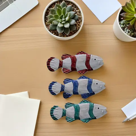 3 st väggbonader i trä med fisk i medelhavsstil, kustnära, nautisk fiskskulptur, havstema, för vardagsrum, sovrum 10 best sales träskulptur - №1