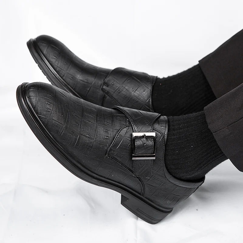 Zapatos informales De cuero para Hombre, mocasines clásicos formales con hebilla para fiesta, boda, conducción