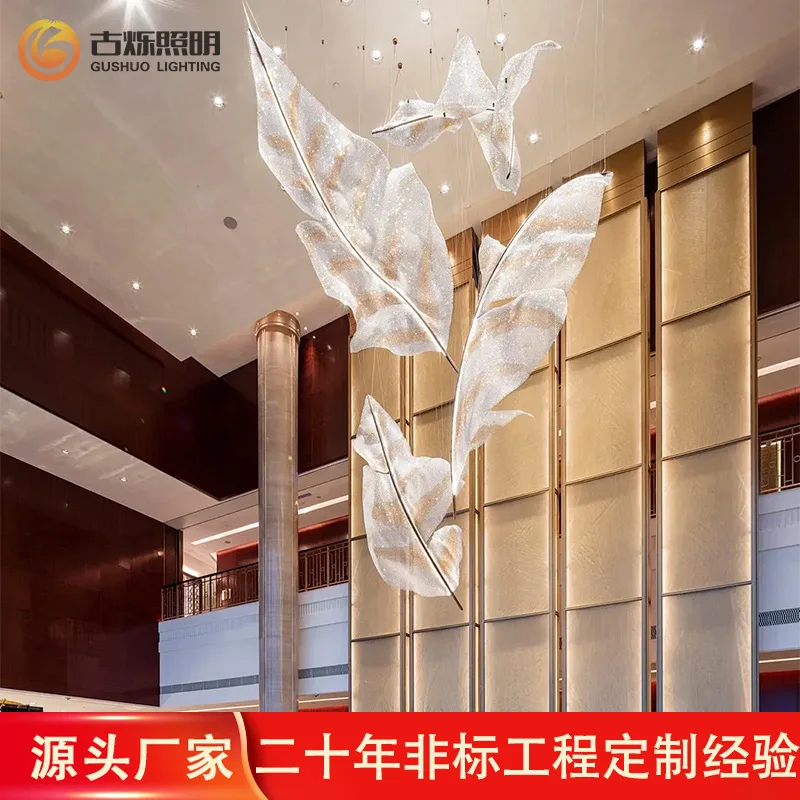 

Customized modern luxury dining table woven crystal hanging table villa hollow lobby duplex staircase art chandelier