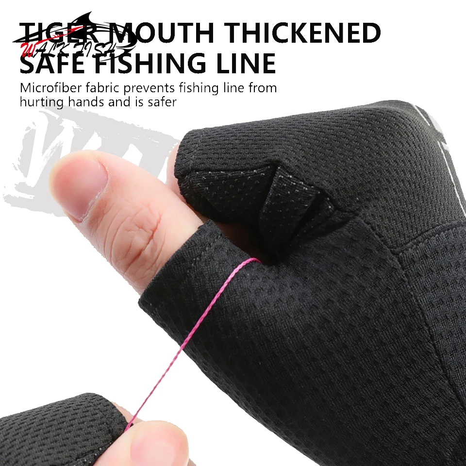WALK FISH Sommer-Angelhandschuhe, langlebiges Eisseidenmaterial, drei Finger, rutschfest, sonnenfestes Design, leicht, atmungsaktiv – Detail 5