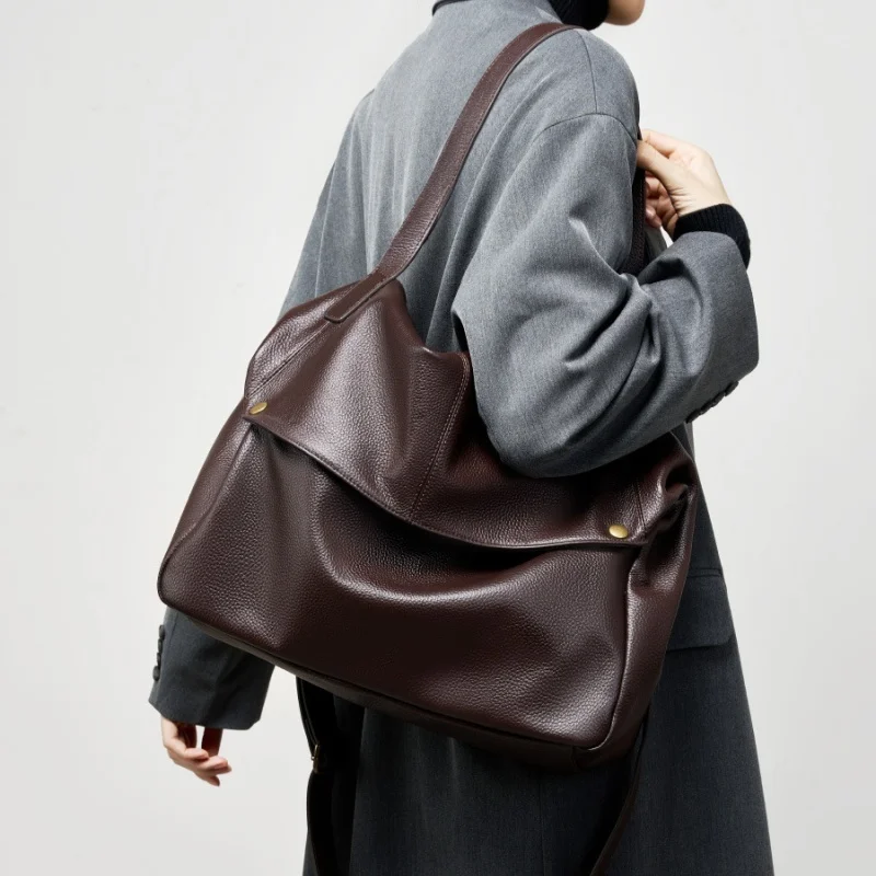 

Large Capacity Leather Shoulder Bag European-Style Soft Leather Tote Minimalist Casual Women's Bag Soft