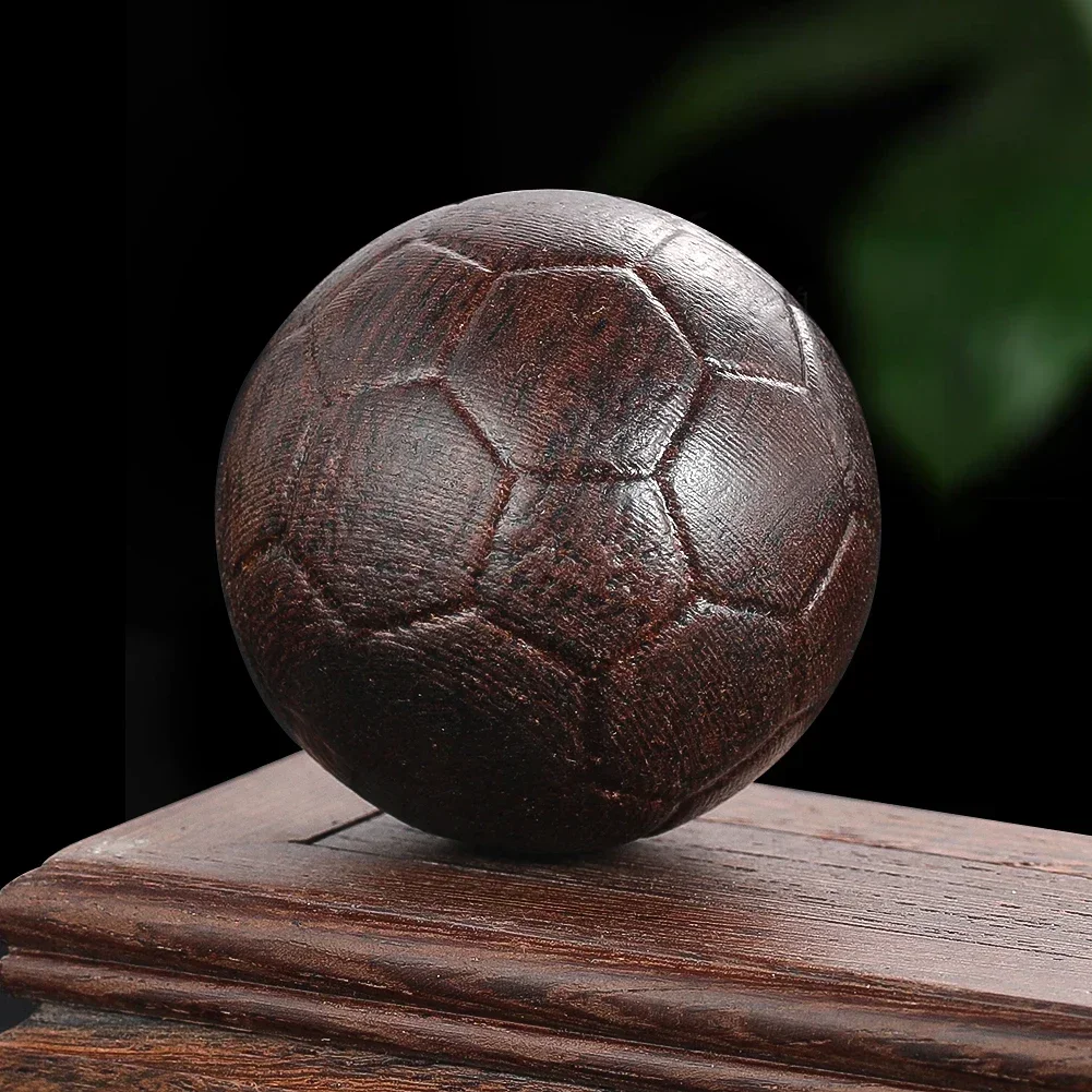 42MM Ebony Wooden Soccer Ball Shape Hand Grip Fitness Ball Solid Handle Stress Relief Home Decoration Crafts Accessories