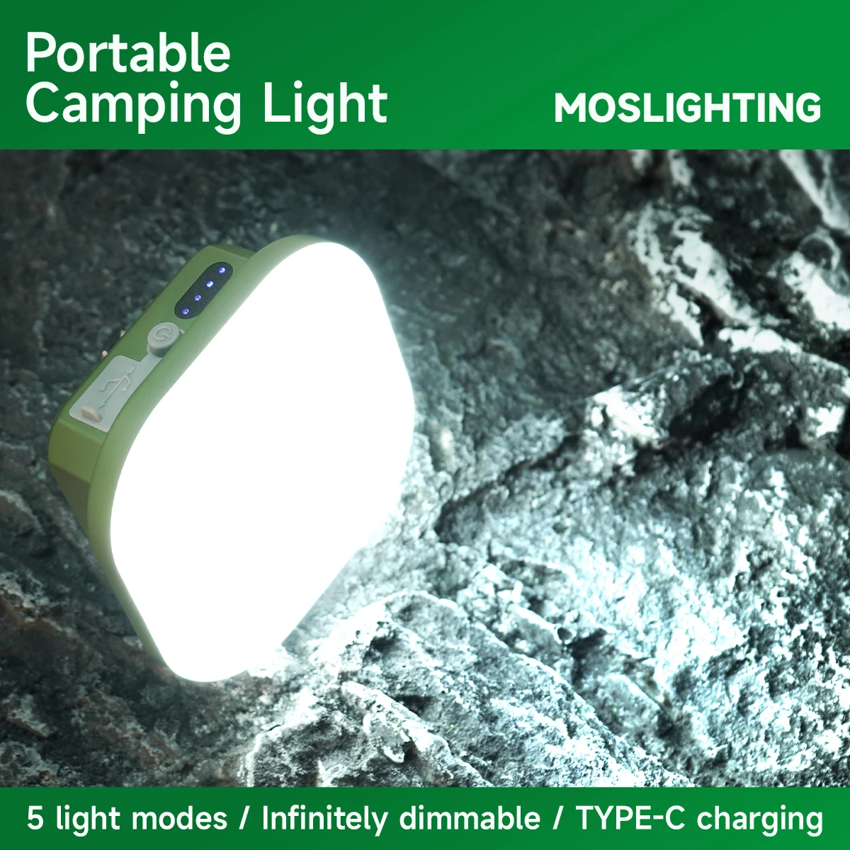 

MOSLIGHTING LED Rechargeable Flashlight Camping Lantern 5 Modes Super Bright Portable Hanging Tent Lights Outdoor Hiking Fishing