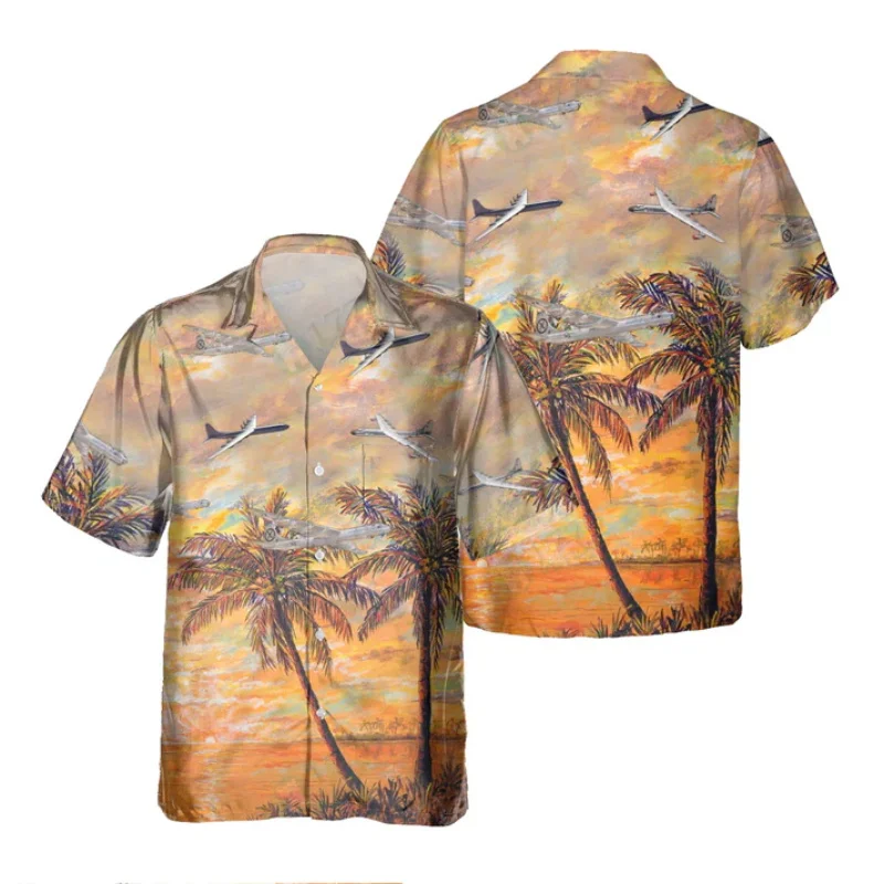 3D Print Airlines Airplane Graphic Hawaiian Shirts For Men Summer Short Sleeve Button Beach Shirts Men Holiday Aloho Shirt