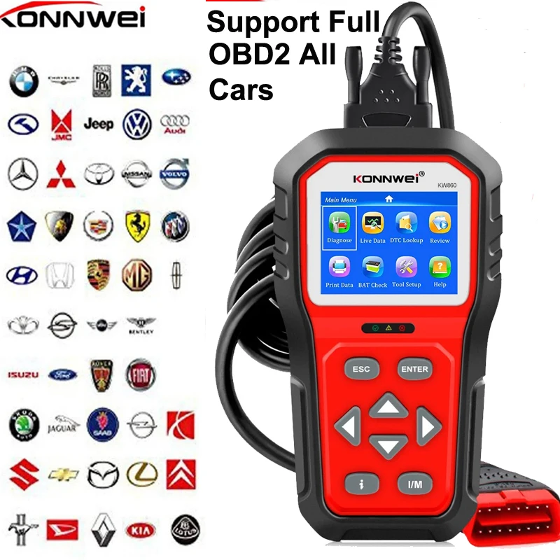 

Full OBD2 Scanner Diagnostic tool KW860 OBD II & EOBD Code Reader Check Engine Light Tool Anto Scanner For All Cars After 1996