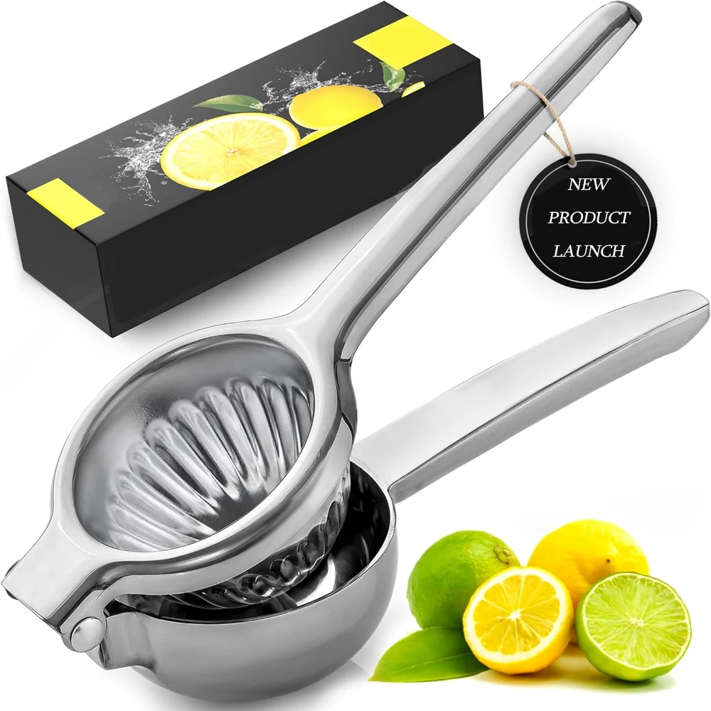 Kitchen Lemon Squeezer Stainless Steel Premium Quality Heavy Duty Solid Metal Squeezer Bowl Large Manual Citrus Press Juicer