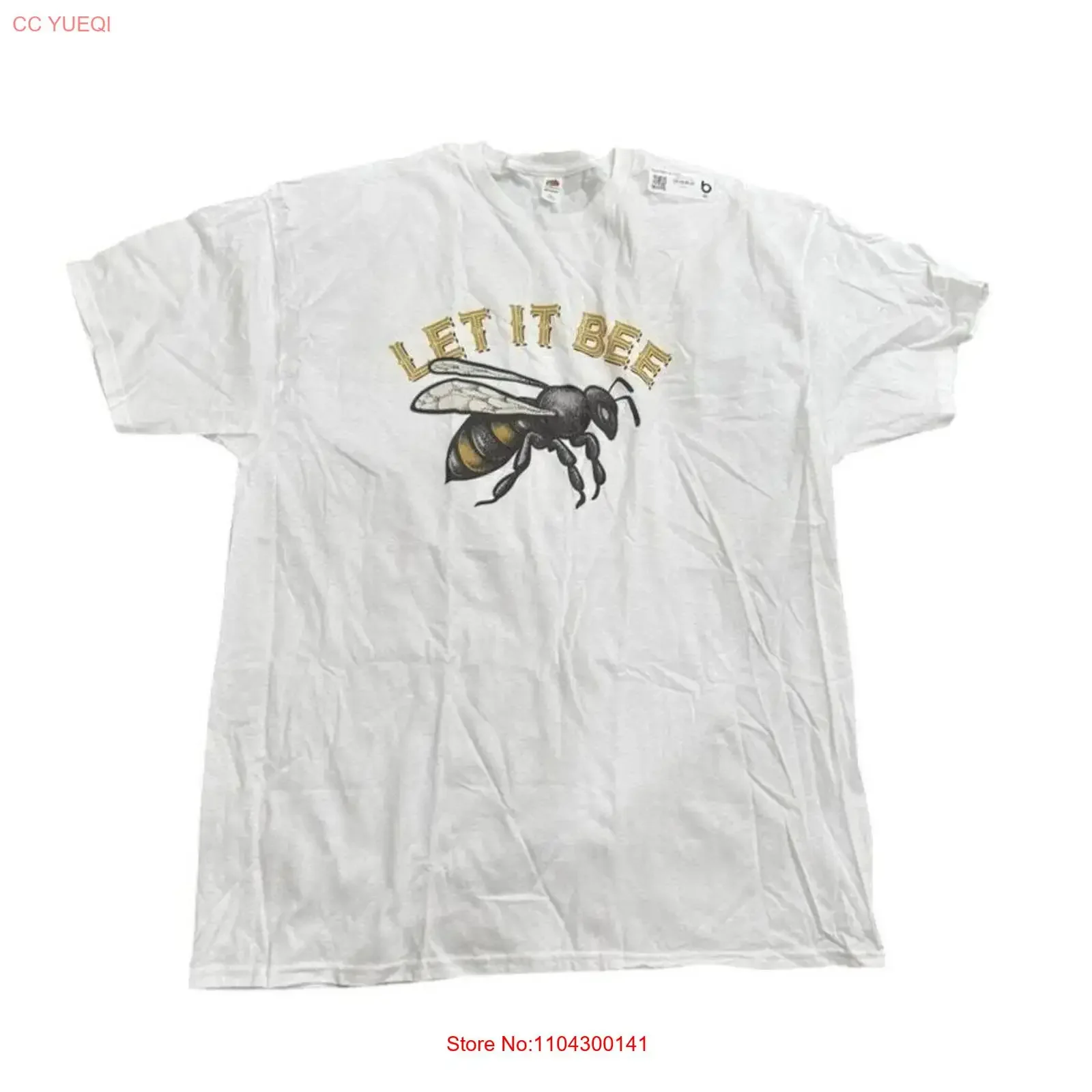 Let it Bee T-Shirt in Weiß, Größe XL, Vintage-Waschung, leicht gewaschen, Streetwear-Stil, atmungsaktiv, lässiges Grafik-Top für den Alltag.