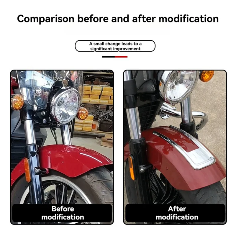 

A77Q-Motorcycle Front Fender Accent Trim Accessories Cover For Indian Scout Sixty Bobber 2015-2023 Front Mudguard Trim Black
