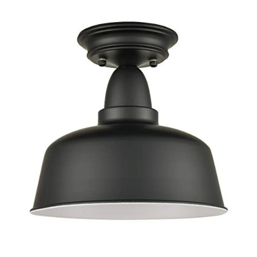 Farmhouse Matte Ceiling Light Fixture Rustic Barn Intusrial Semi Flush Mount Ceiling Lights for Kitchen Dining Room Hallway Por