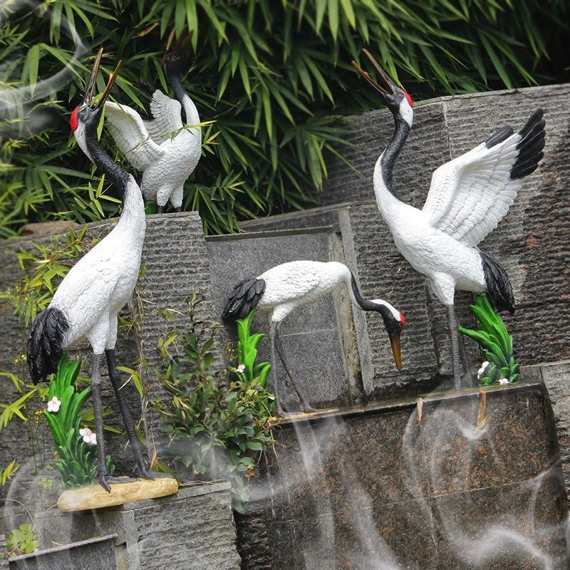 

Simulated White Crane Animal Ornaments Outdoor Resin Egret Garden Courtyard Pool Yard Garden Sculpture Decorative Landscape