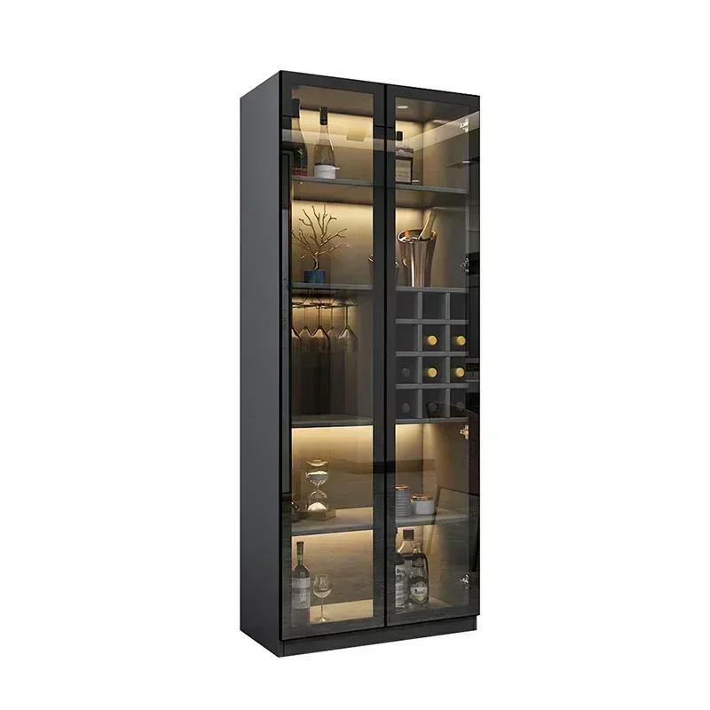 Glass Door Wine Cabinet Modern Simple Living Room Home Light Luxury Dining Side Cabinet Restaurant Meuble Vin Bar Furniture