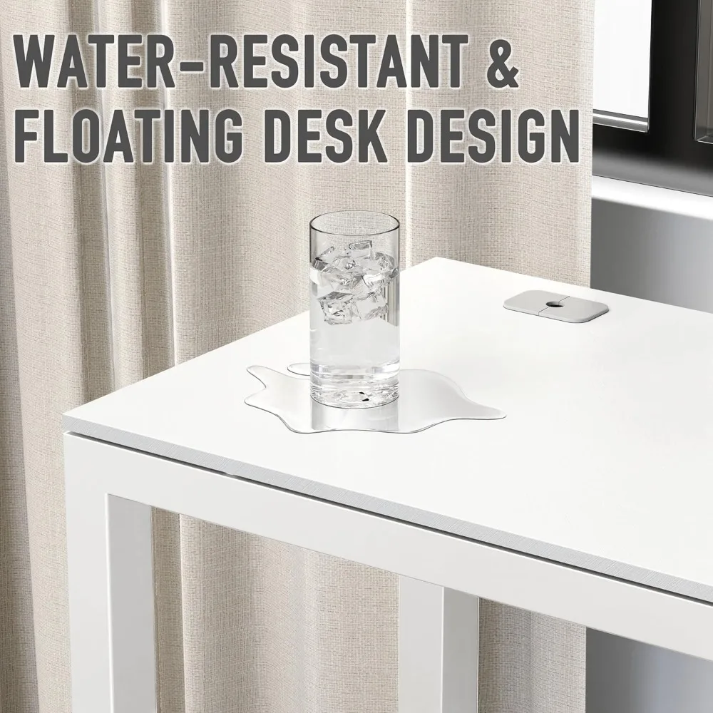 مكتب كمبيوتر مكتبي كبير مقاس 55 بوصة باللون الأبيض عالي الجودة لمحطة العمل التجارية مكتب مريح للأعمال