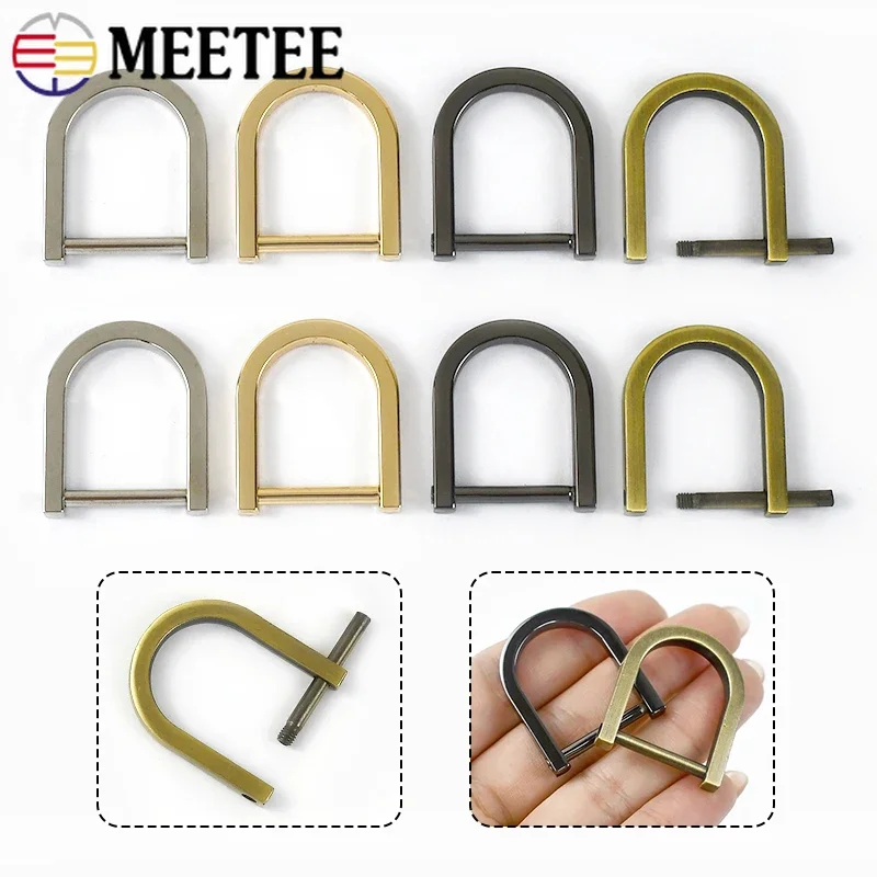 5/10Pcs Meetee 20mm Metal D Rings Buckle Detachable Screw U-Type Adjuster Hanger Hook Bag Chain Handle Connector DIY Accessories