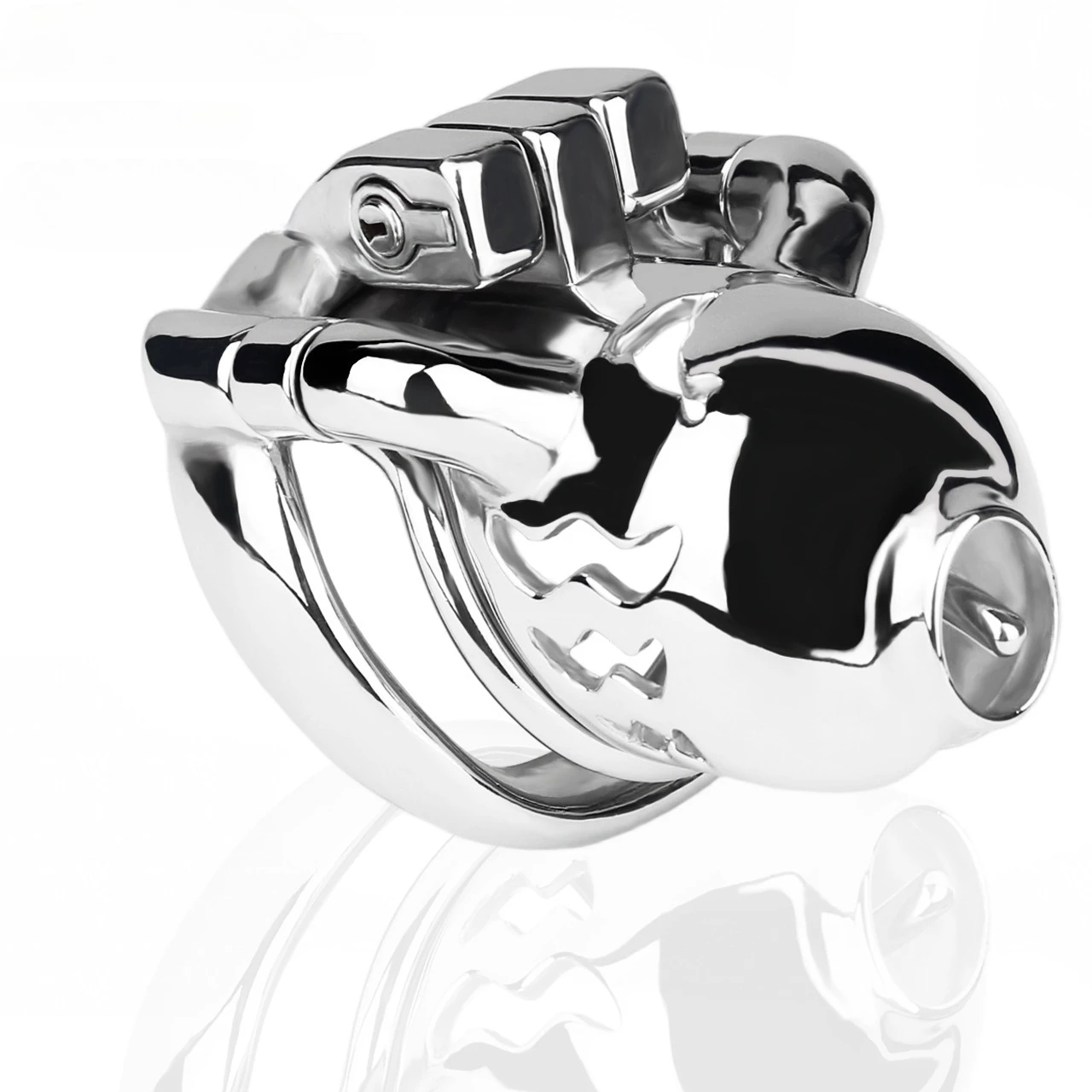 Stainless Steel Wearable Chastity Lock Device For Men Anti-Drop Ring Clitoral-Shaped Silicone Penis Plug Adult Intimate Toy