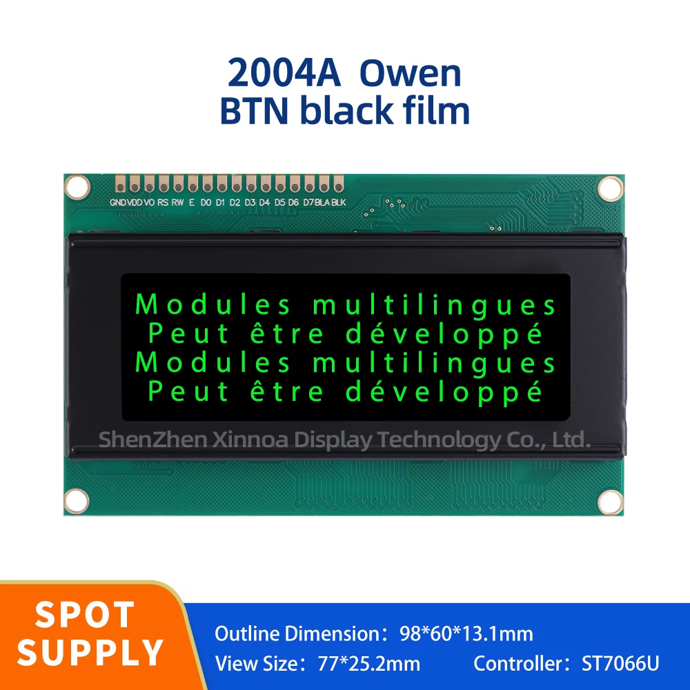 20 * 4 Industrial Control Display Fluid 20X4 LCD 3.3V/5V BTN Black Film Green Letters European 2004A Character LCD Screen