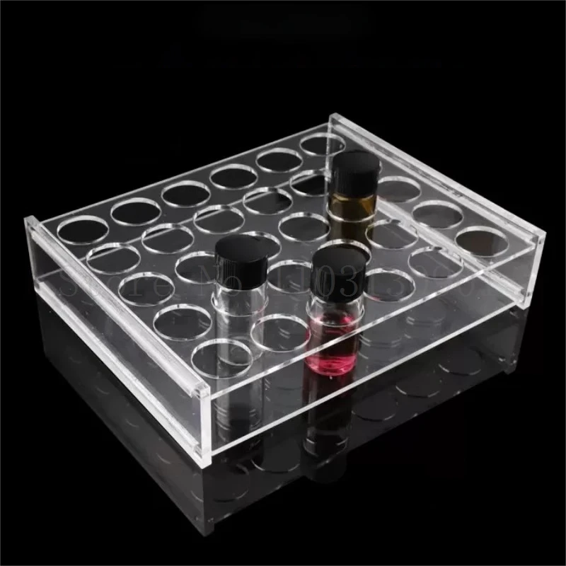 1pc Clear Organic Glass 3ml-60ml Sample Bottle Holder Perspex Chromatographic Sample Bottle Rack for School Lab